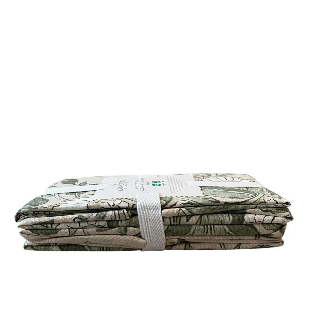 LOVEKIN Tavi Bloom Napkins 18x18 Green Spring Floral 100% Cotton NEW